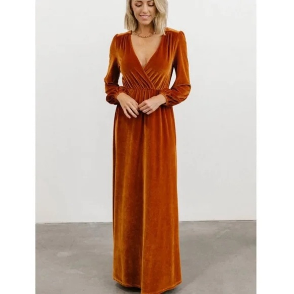 Baltic Born Sadie Velvet Maxi Long Sleeve Dress Size Small